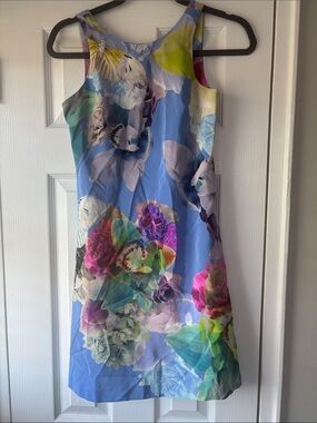 Amanda Uprichard Blue Silk  Floral A-Line Dress, XS